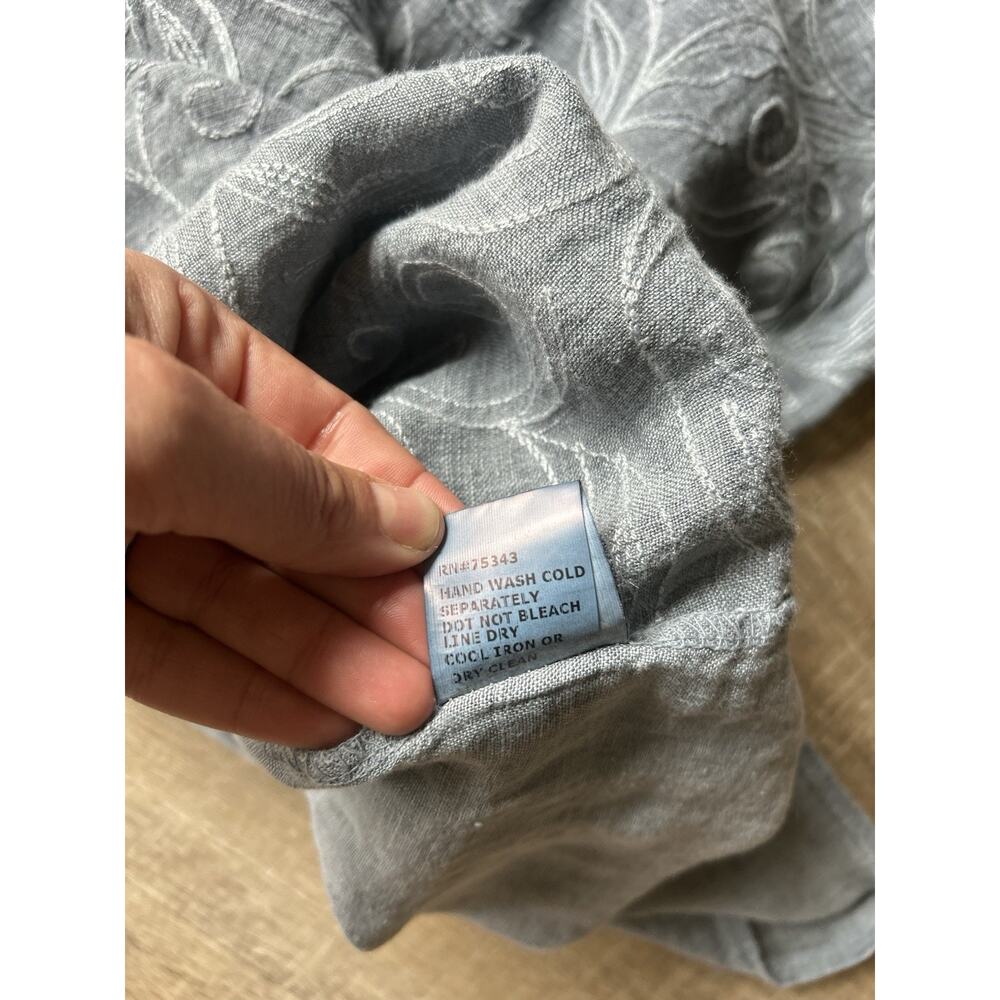 Lina Tomei 100% Linen Embroidered Shift Dress Women’s M Gray Made Italy - Picture 7 of 12